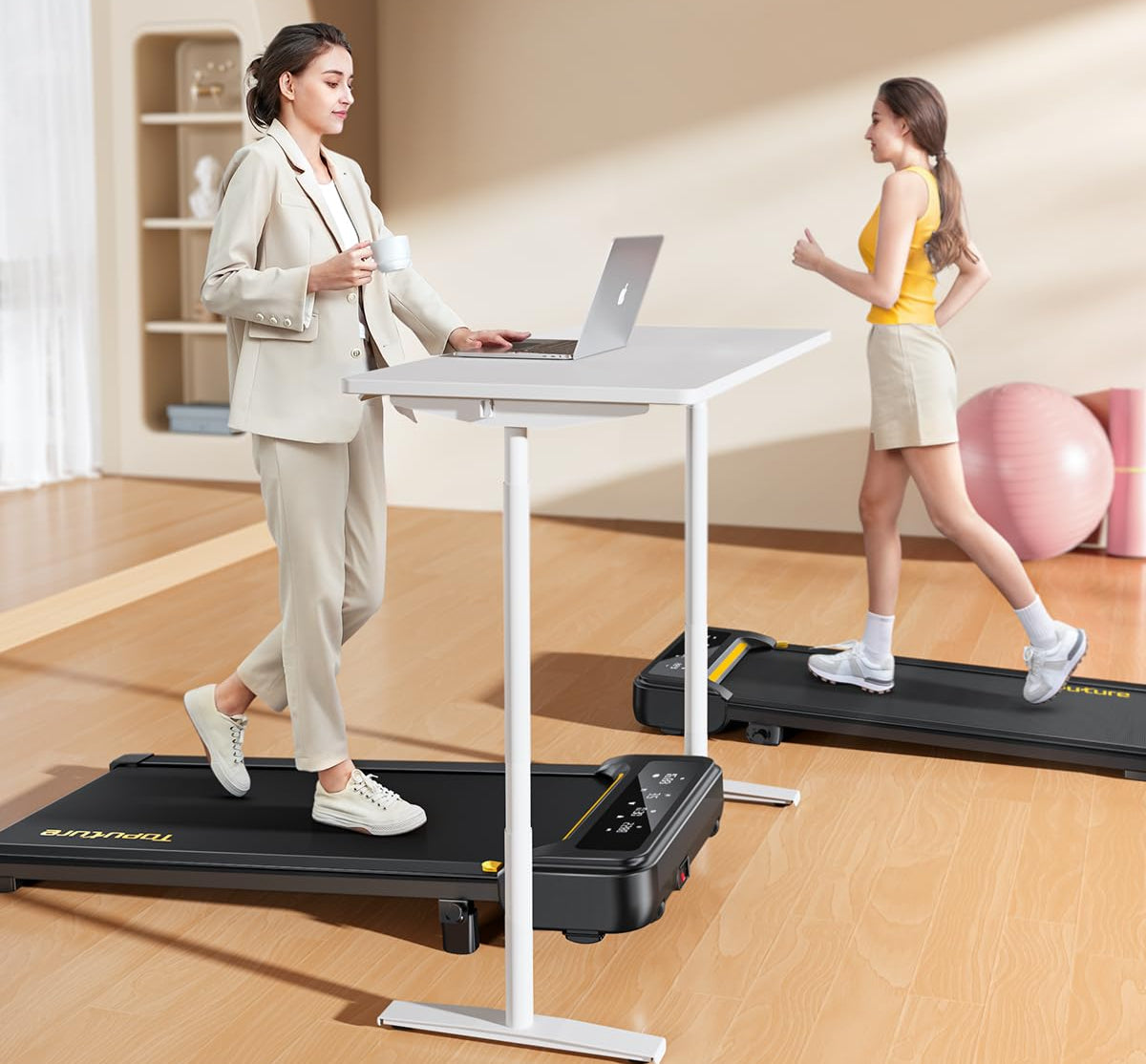 Laufband für Zuhause mit Neigung, 1-10 km/h Walking pad, Elektrisches Laufband mit Steigung, 2.5HP Walking Machine für Zuhause & Büro, Fernbedienung und App, Keine Montage Erforderlich