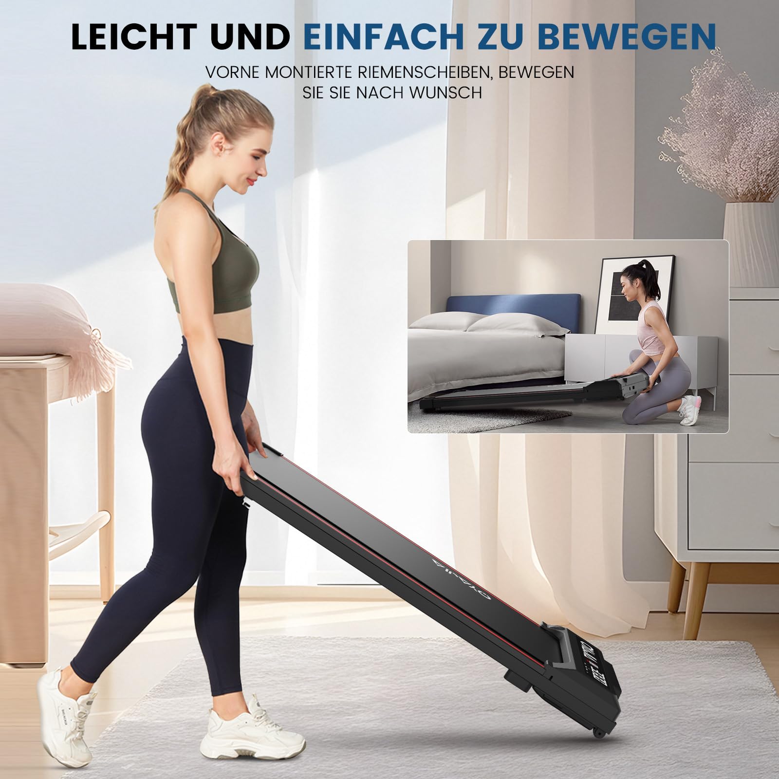Oyajia Elektrisches Laufband, Home Treadmill, Walking Pad mit LED-Anzeige und Bluetooth-Lautsprecher, Fernbedienung und App, Platzsparend, Kompakte Laufbänder für Zuhause und Büro, 1-6km/h